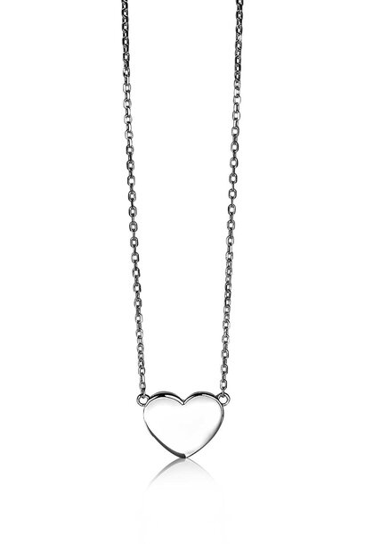 ZINZI zilveren collier met hart plaatje 42/45cm