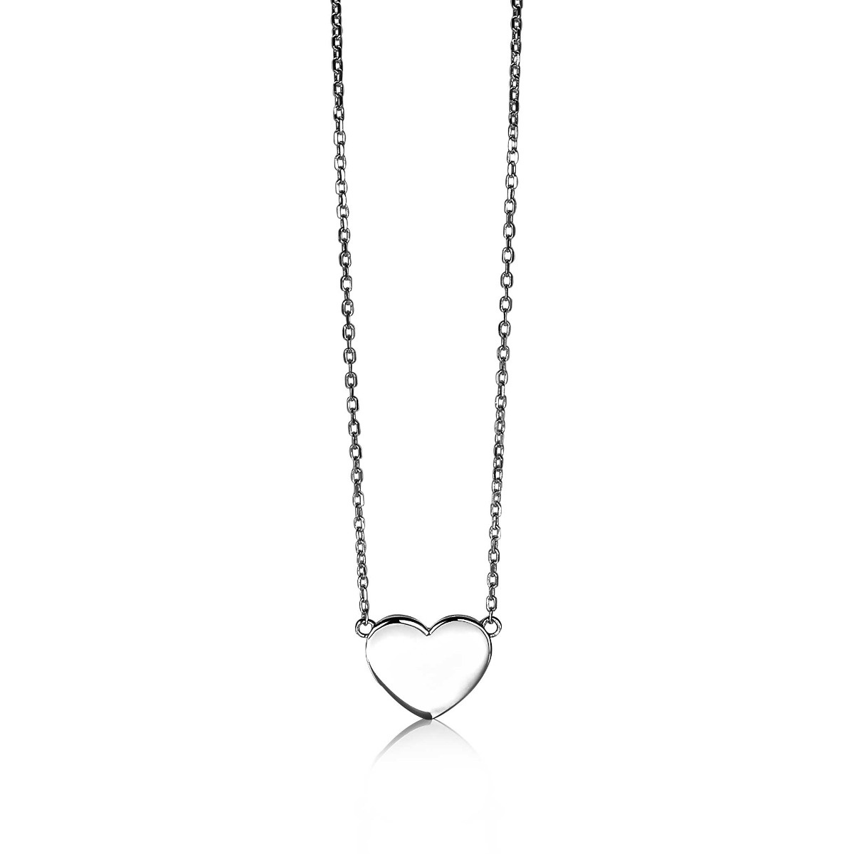 ZINZI zilveren collier met hart plaatje 42/45cm-1