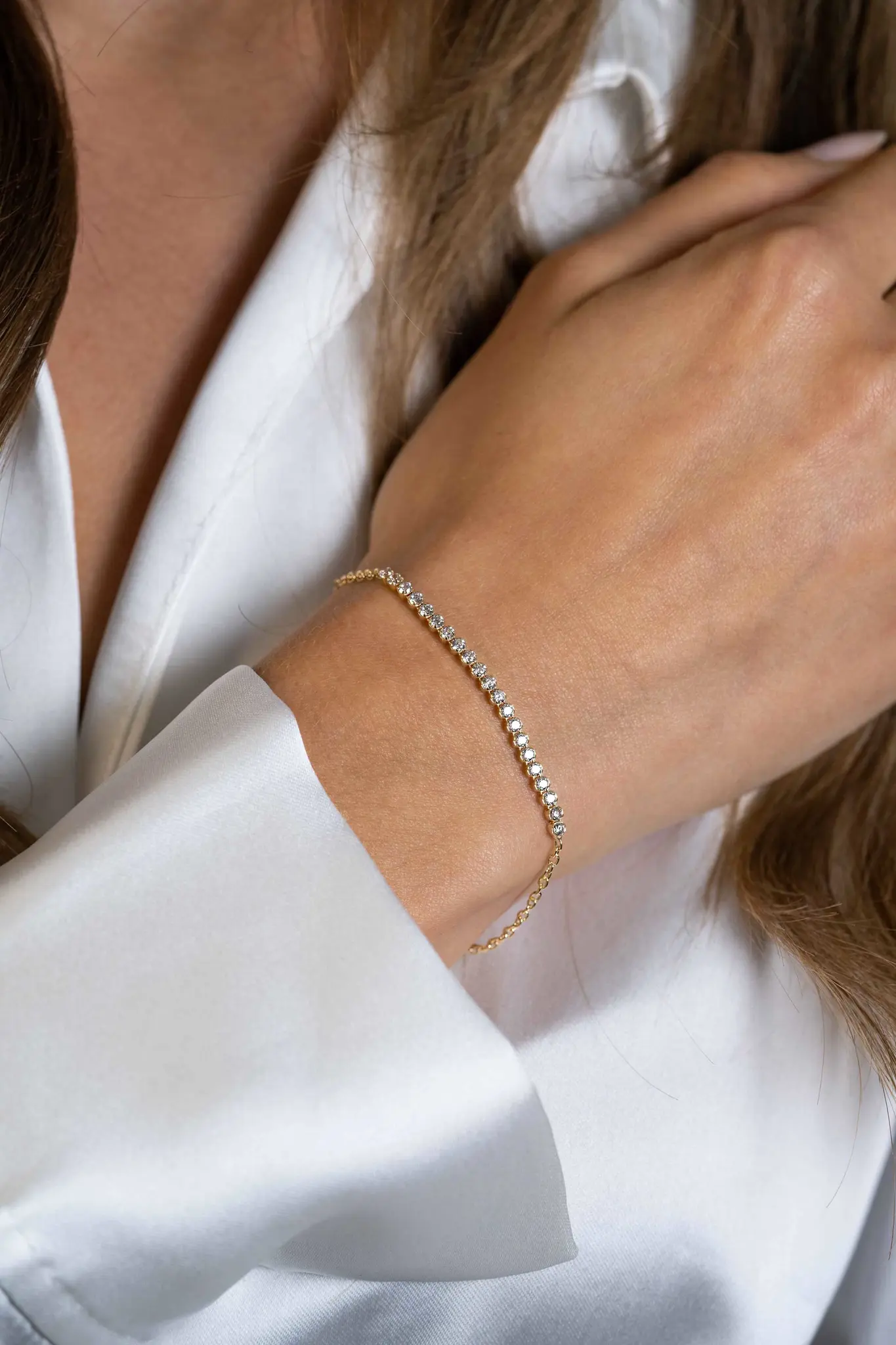 ZINZI zilveren armband geel verguld met 3 paperclip schakels fantasie en zirkonia-2