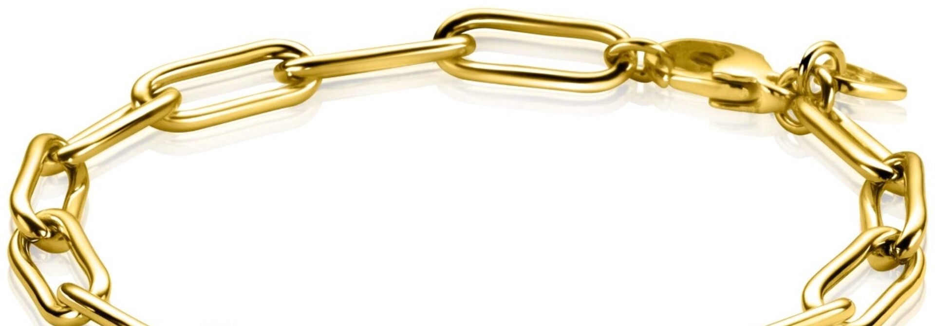 ZINZI zilveren armband geel verguld paperclip schakels 5,8mm