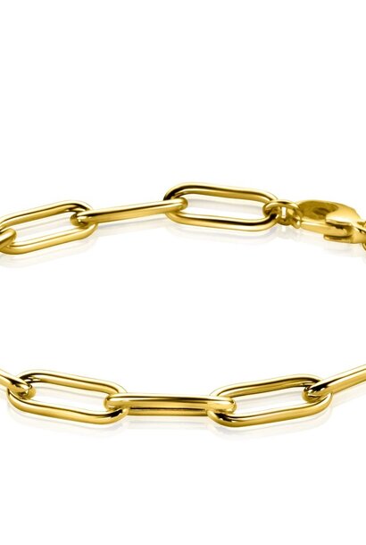 ZINZI zilveren armband geel verguld paperclip schakels 5,8mm