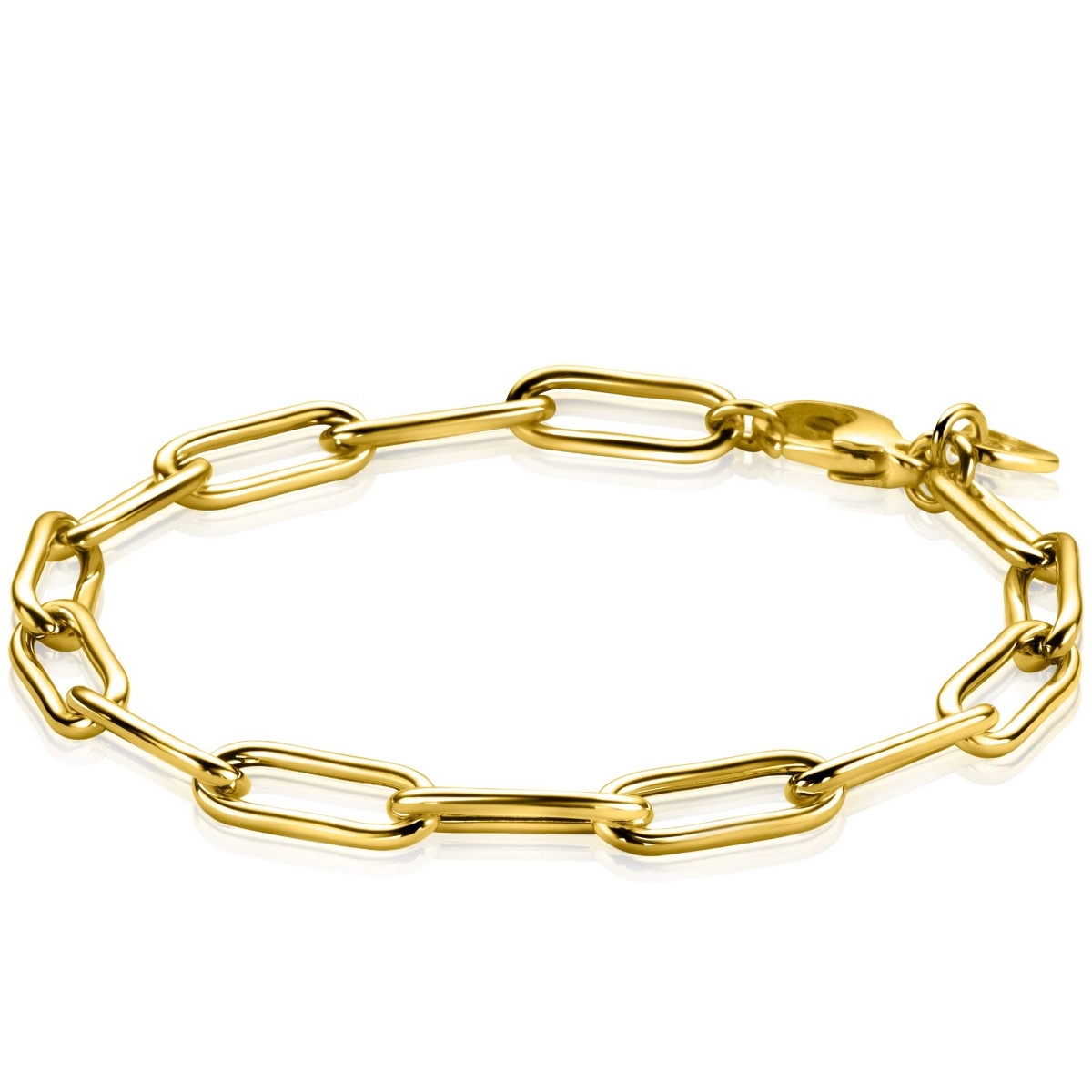 ZINZI zilveren armband geel verguld paperclip schakels 5,8mm-1