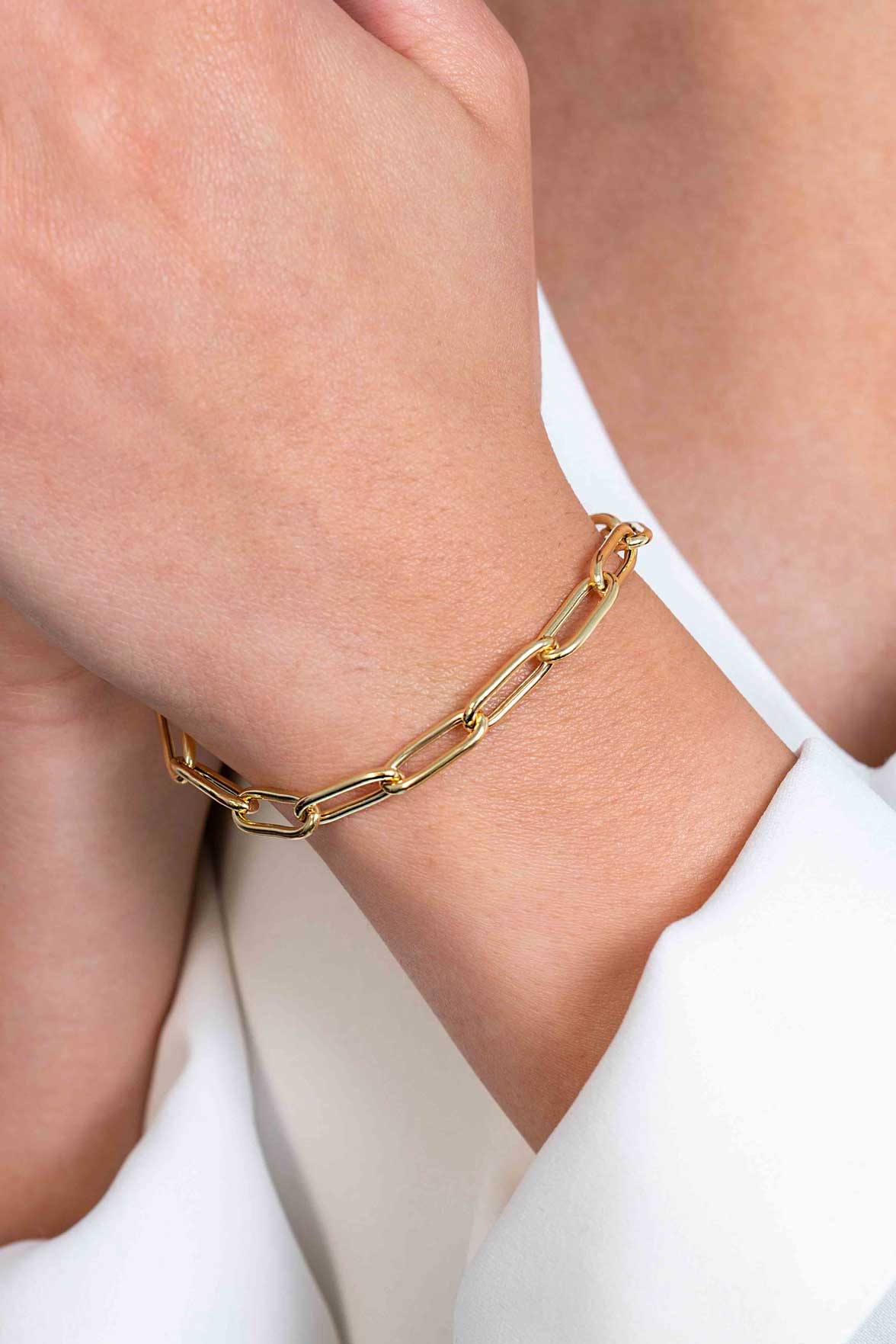 ZINZI zilveren armband geel verguld paperclip schakels 5,8mm-2