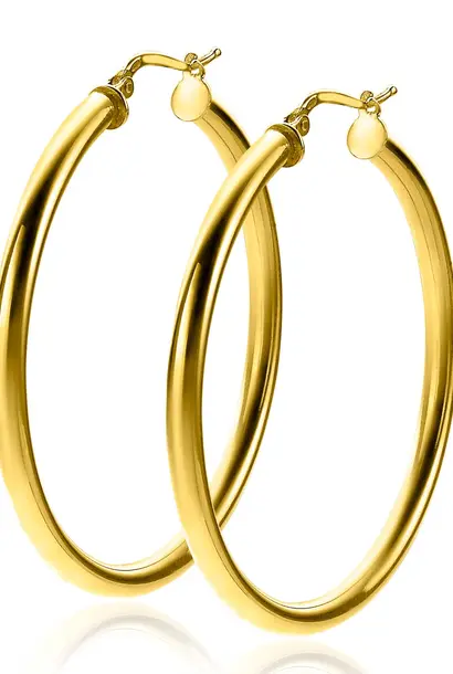 ZINZI zilveren oorringen glad geel verguld 46x3mm