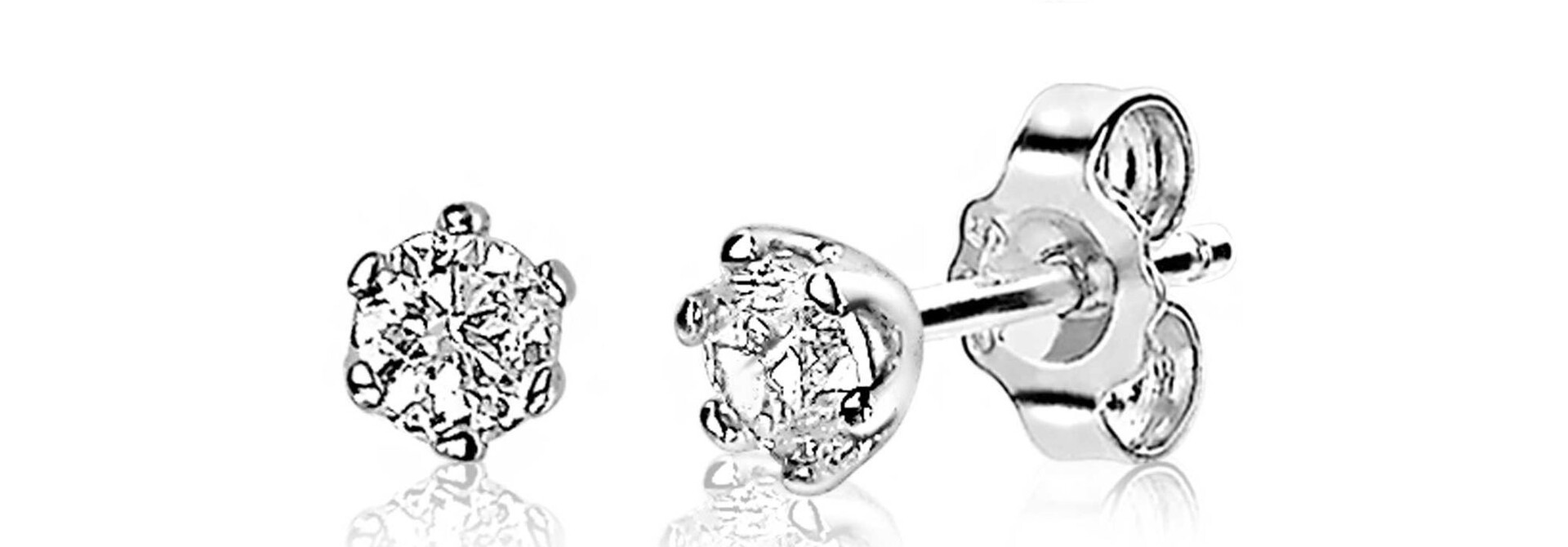 ZINZI zilveren oorknopjes 6-poot chaton zirkonia 4mm