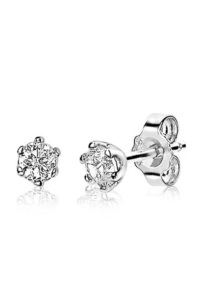 ZINZI zilveren oorknopjes 6-poot chaton zirkonia 4mm