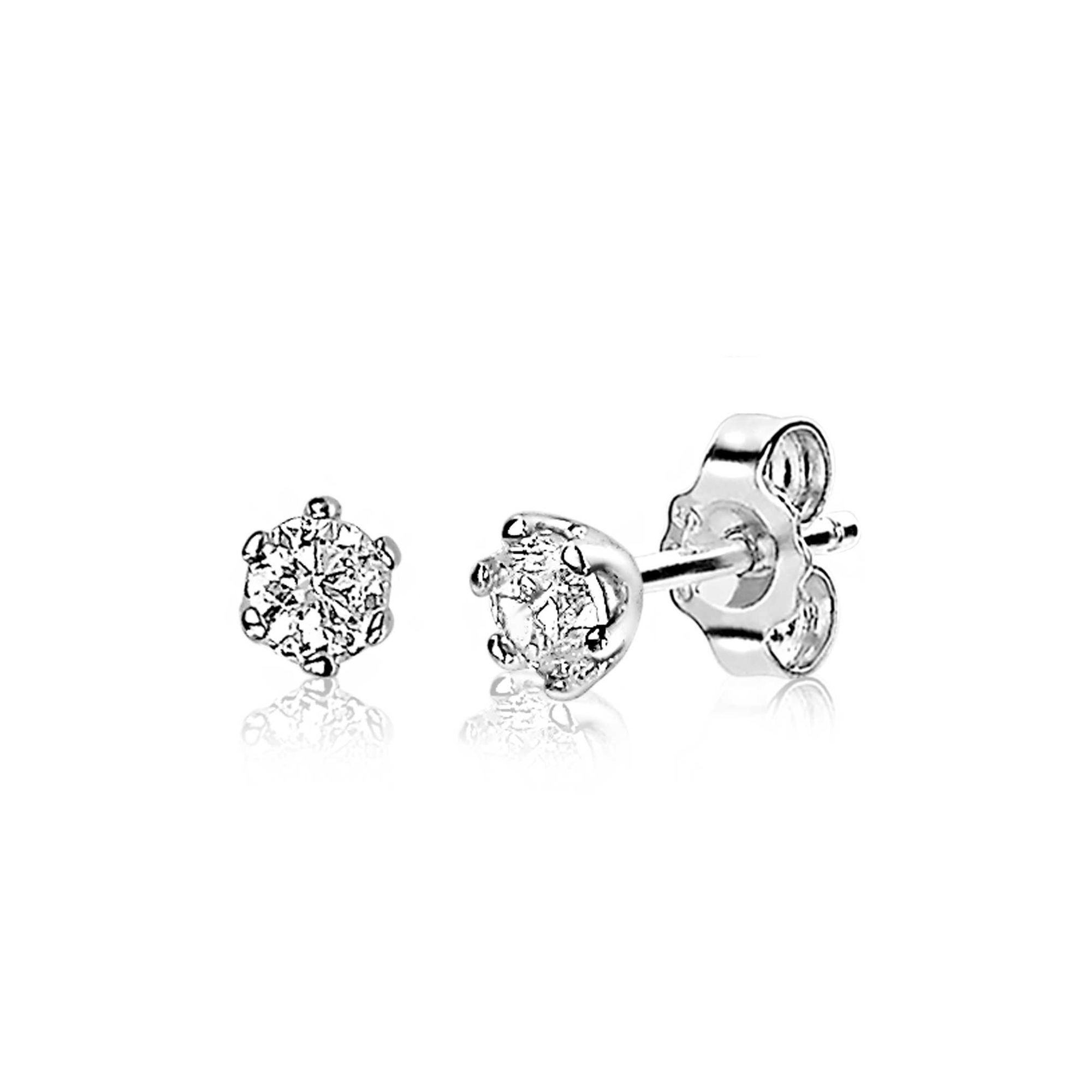 ZINZI zilveren oorknopjes 6-poot chaton zirkonia 4mm-1