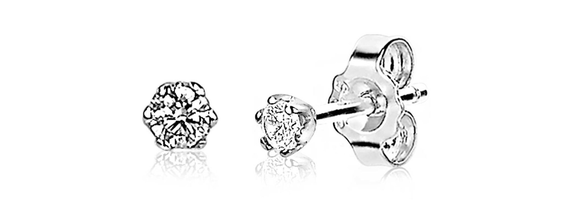 ZINZI zilveren oorknopjes 6-poot chaton zirkonia 3,5mm