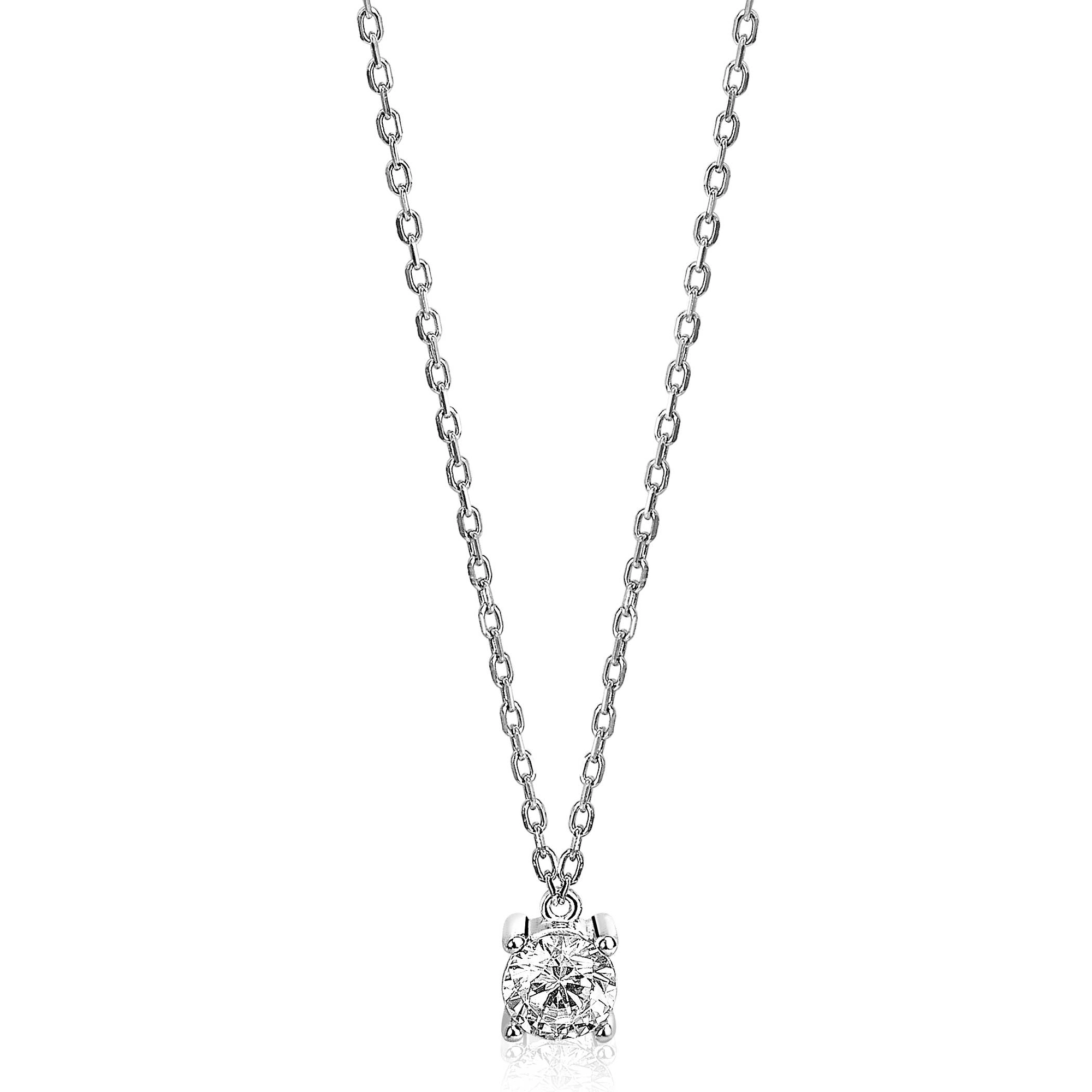 ZINZI zilveren collier met zirkonia in vierpootchaton 43cm-1
