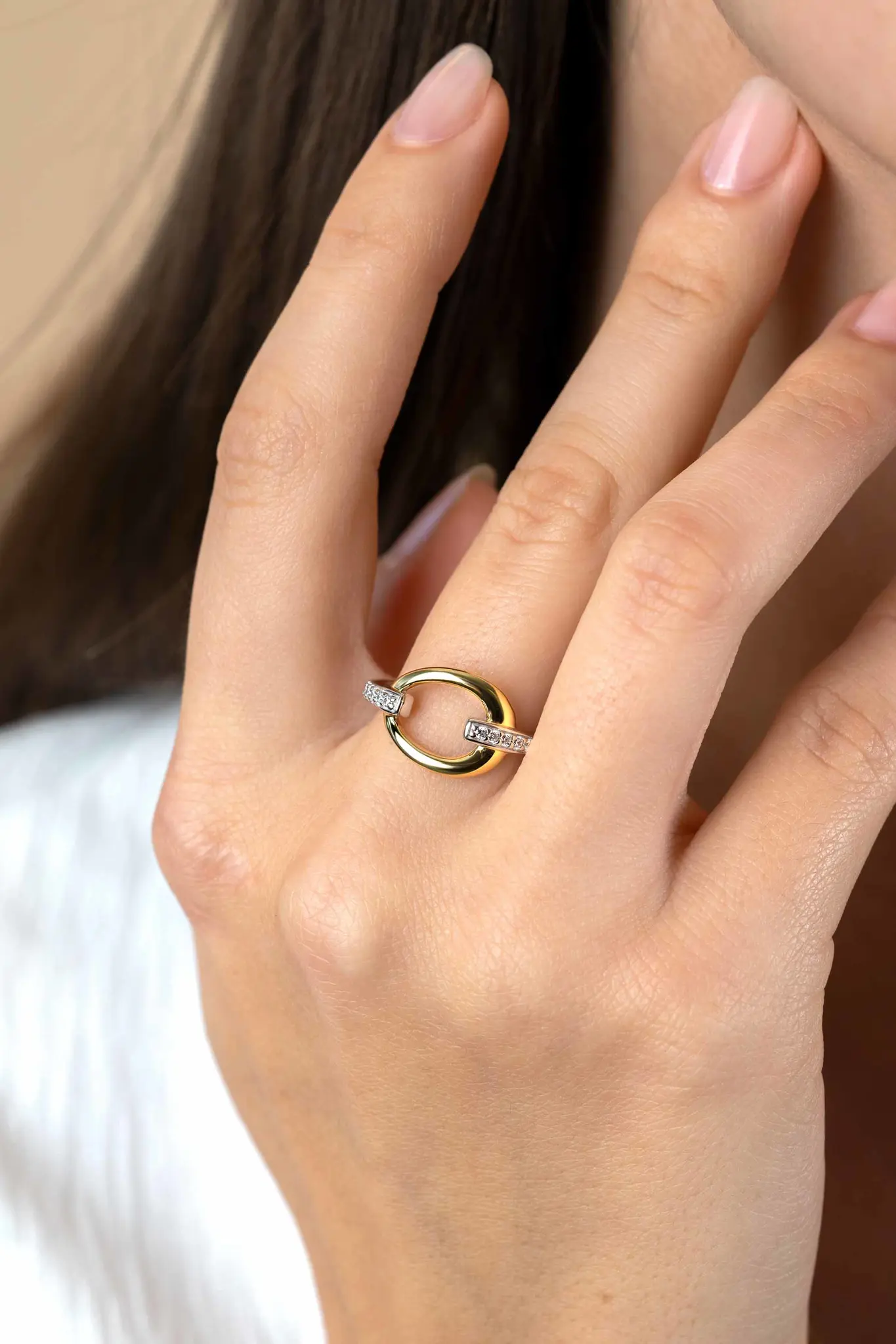 ZINZI zilveren ring fantasie geel verguld met zirkonia maat 54-2