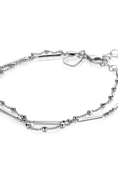 ZINZI zilveren multi-look armband 2 rijen