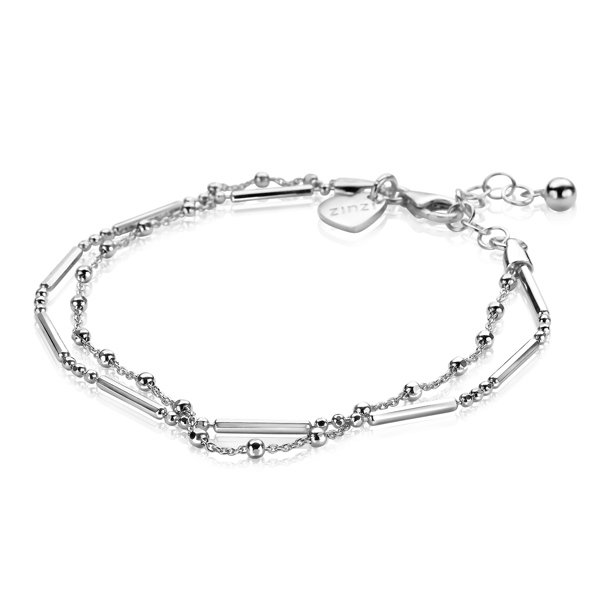 ZINZI zilveren multi-look armband 2 rijen-1