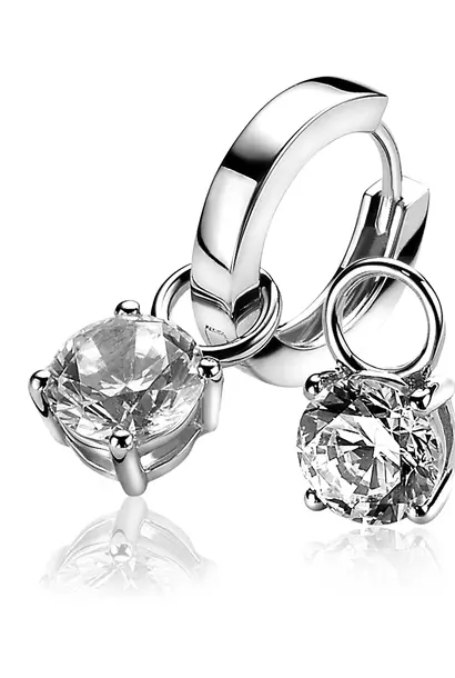 ZINZI zilveren creoolhangers rond zirkonia in chaton 7mm