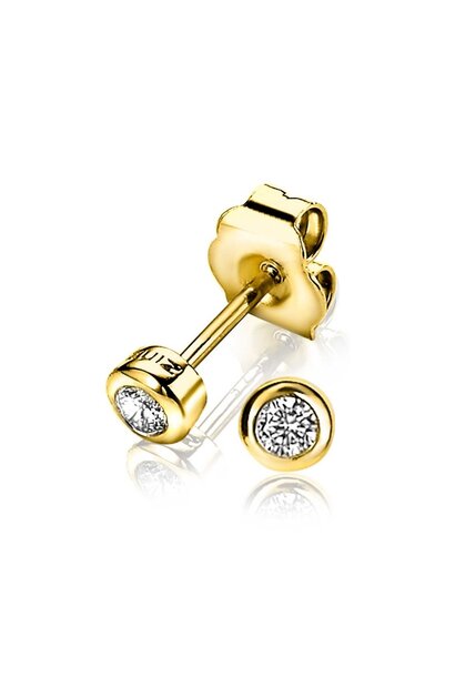 ZINZI zilveren oorknopjes zirkonia glad 4mm geel verguld