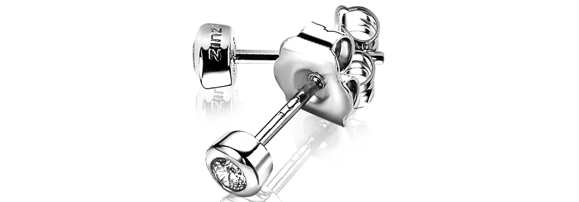ZINZI zilveren oorknopjes zirkonia gladde zetting 4mm