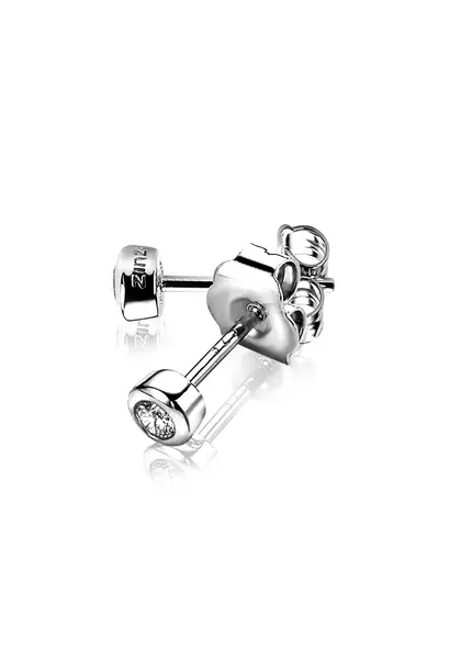 ZINZI zilveren oorknopjes zirkonia gladde zetting 4mm