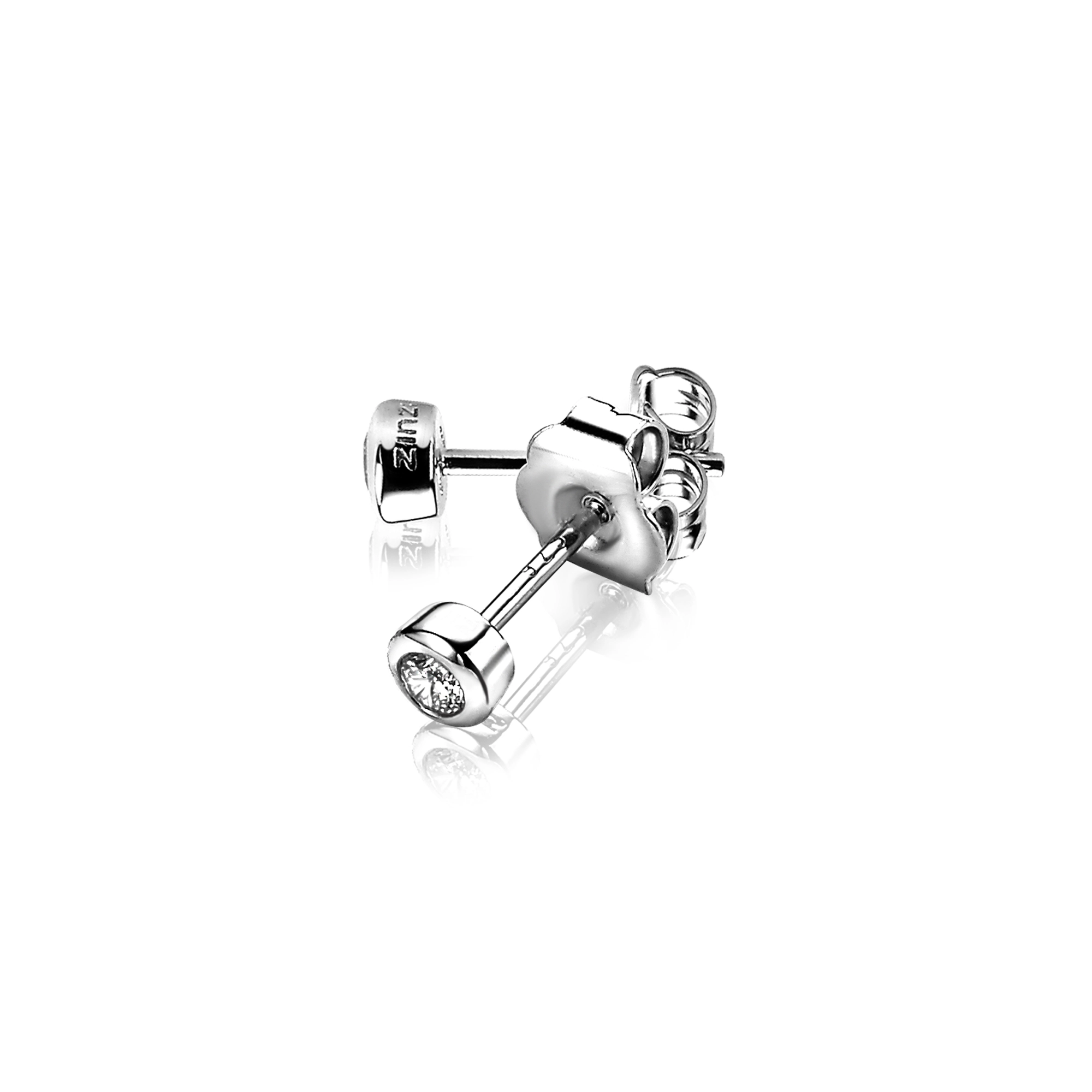 ZINZI zilveren oorknopjes zirkonia gladde zetting 4mm-1