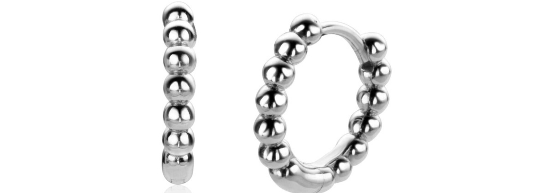 ZINZI zilveren klapcreolen bolletjes 13,5x2,5mm