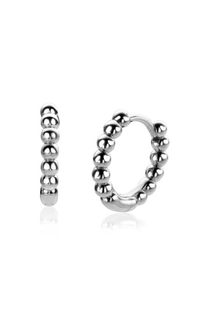 ZINZI zilveren klapcreolen bolletjes 13,5x2,5mm