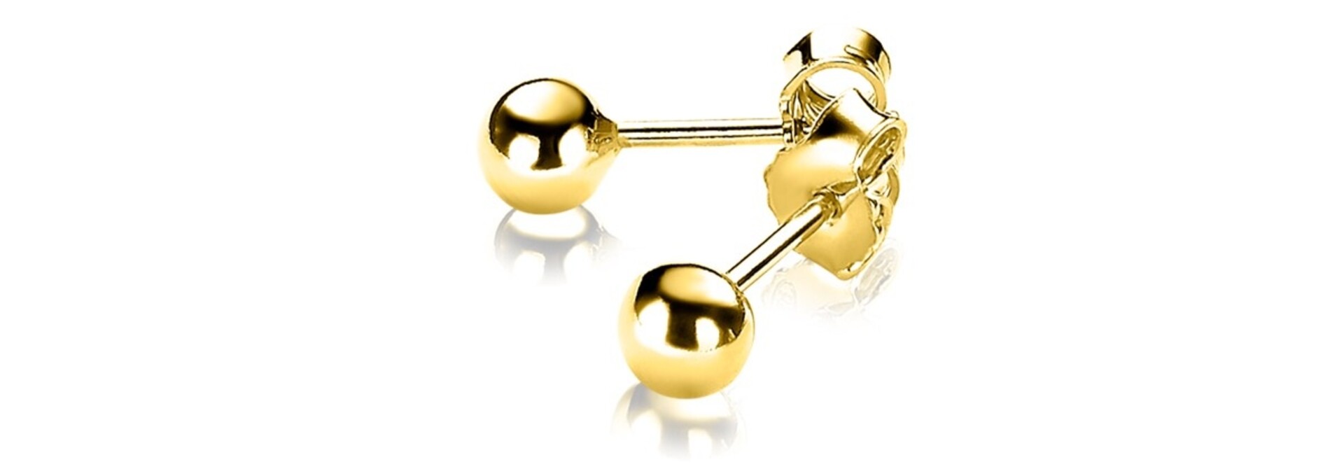 ZINZI zilveren oorknoppen geel verguld bol 4mm