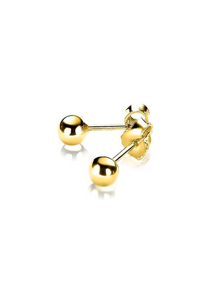 ZINZI zilveren oorknoppen geel verguld bol 4mm