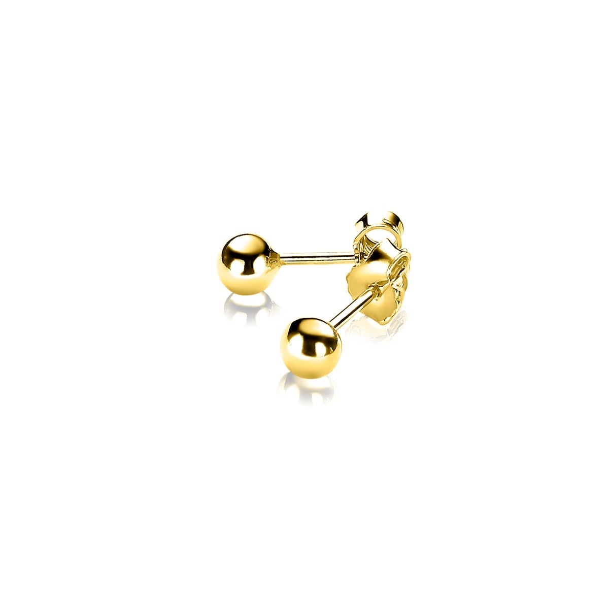 ZINZI zilveren oorknoppen geel verguld bol 4mm-1