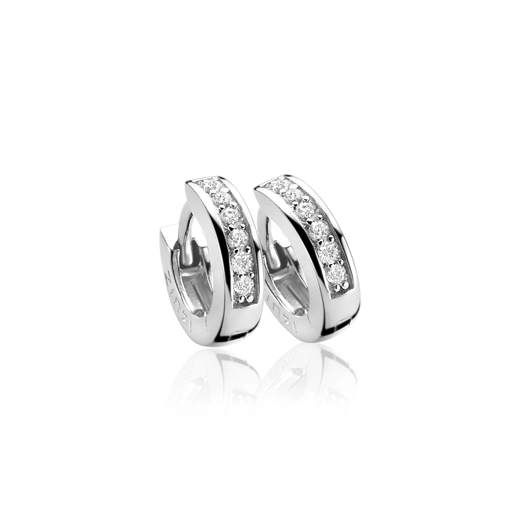 ZINZI zilveren klapcreolen met zirkonia 12x3mm-1
