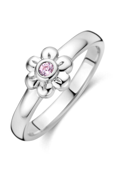 Ring bloem roze zirkonia