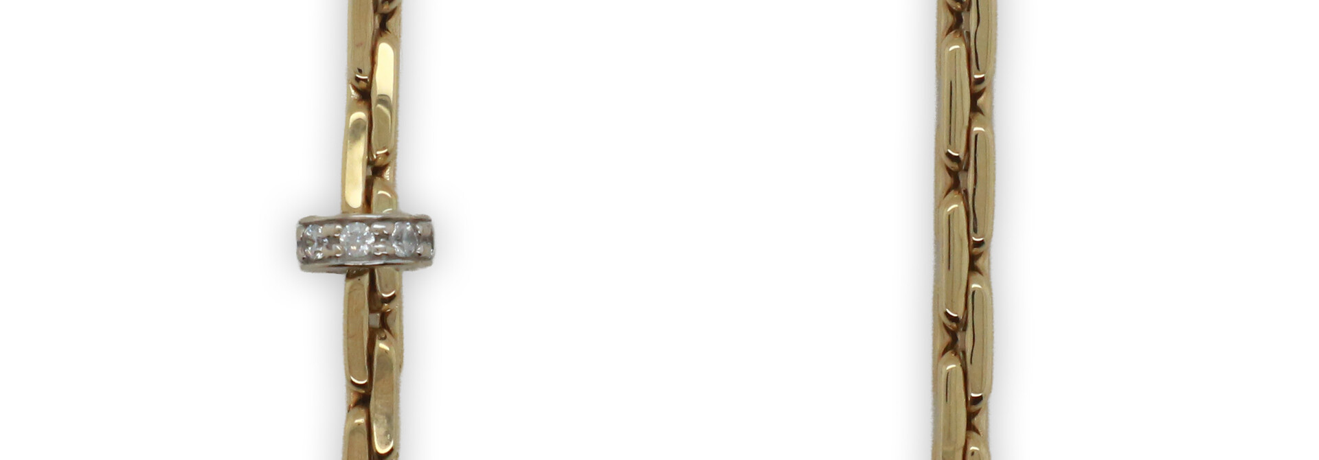 Ketting vaste fantasie schakel met vaste ringbedel zirkonia