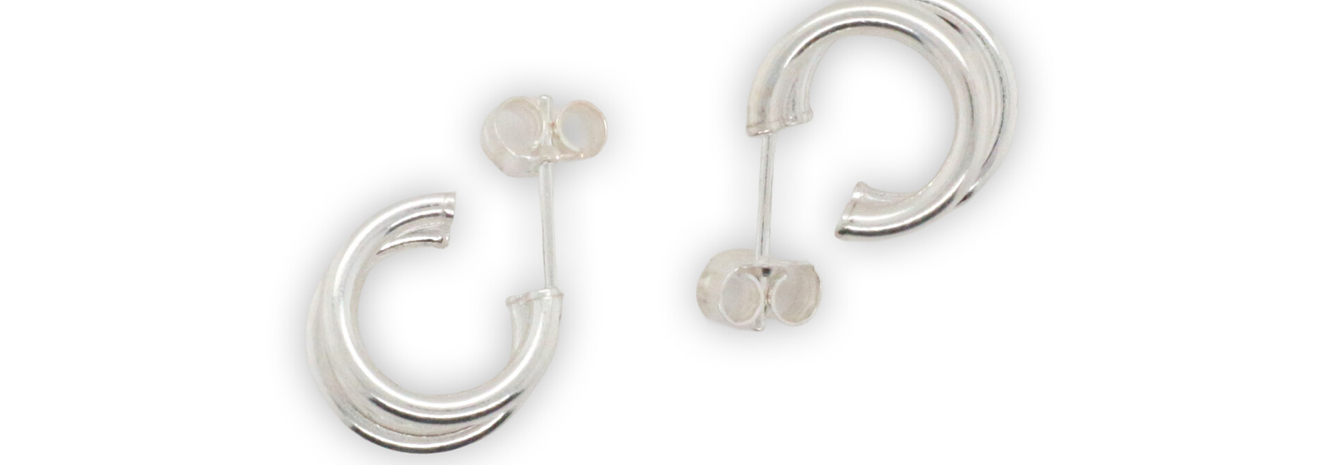 Oorbellen zilver steker drie halve ringen
