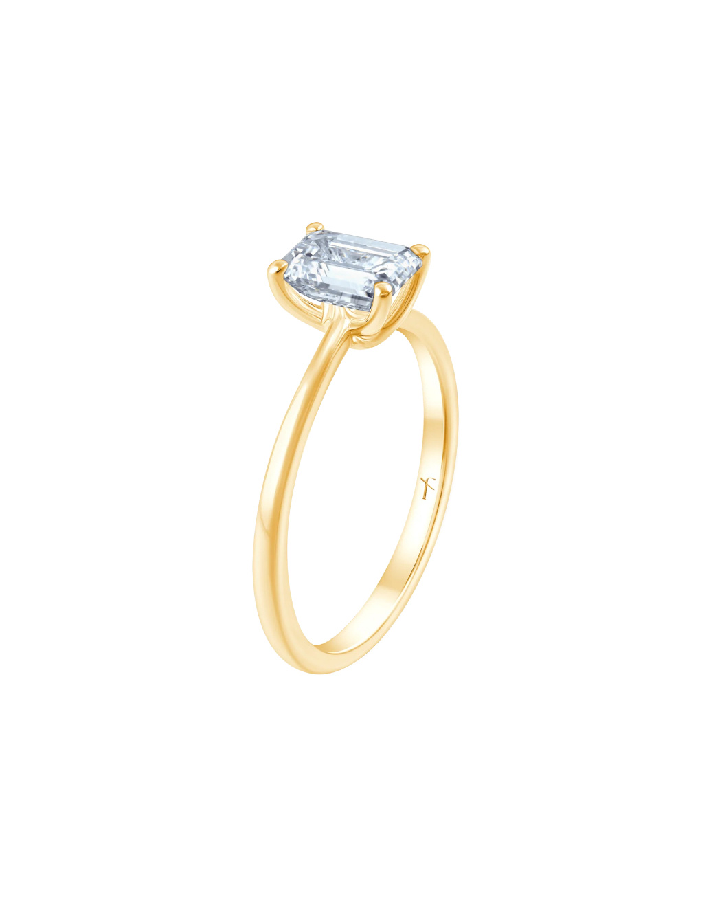 Fyere ARI 14 karaat gouden ring met emerald geslepen lab-grown diamant 1,00 ct-1
