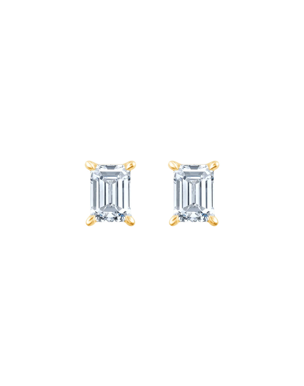 Fyere AVA 14 karaat gouden oorbellen met emerald geslepen lab-grown diamant 0,50 ct-1