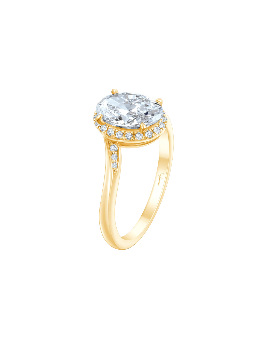 Fyere AMALIA 14 karaat gouden ring met ovaal geslepen lab-grown diamant 1,65 ct-1