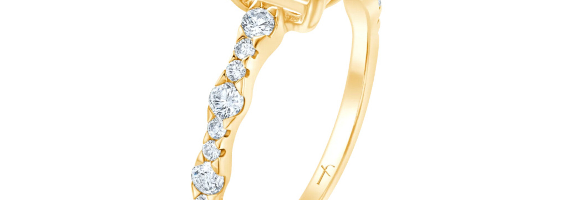 Fyere ADELAINE 14 karaat gouden ring met emerald geslepen lab-grown diamant 1,25 ct