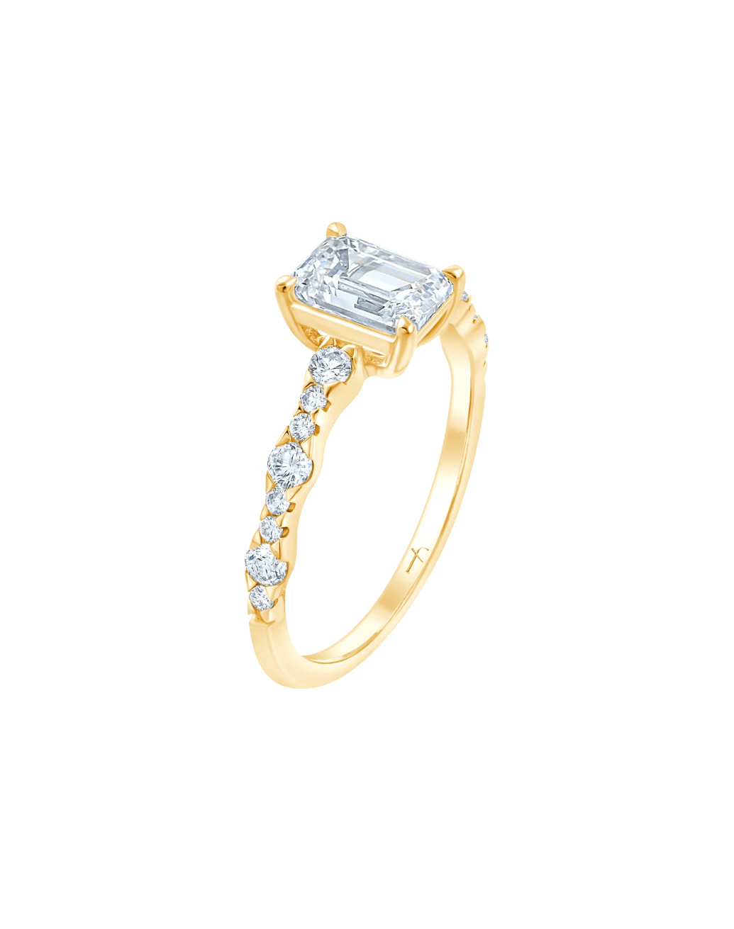 Fyere ADELAINE 14 karaat gouden ring met emerald geslepen lab-grown diamant 1,25 ct-1