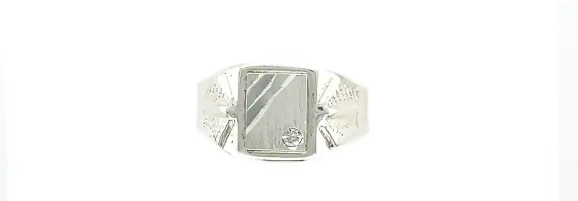 Ring zilver zegel met zirkonia en bewerking
