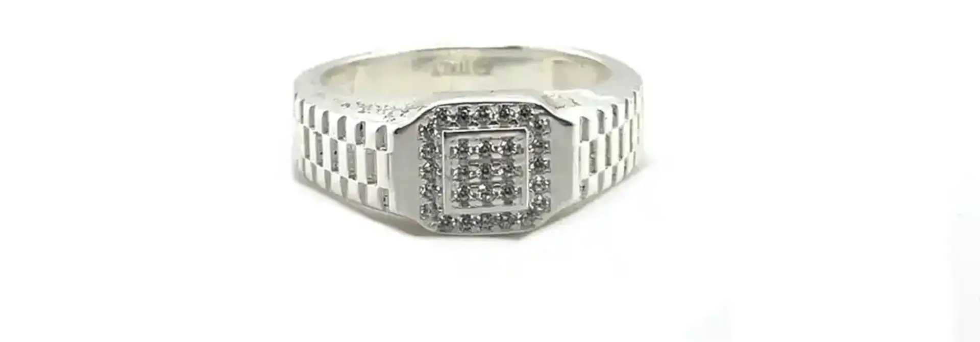 Ring zilver zegel met roleksscheen en zirkonia