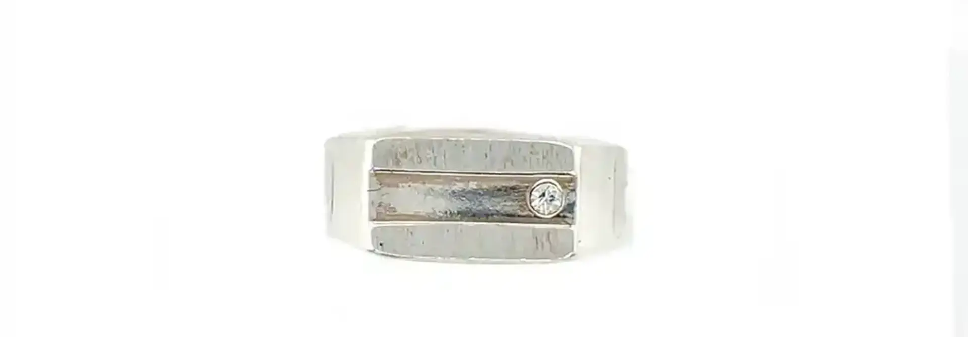 Ring zilver smalle zegel met zirkonia