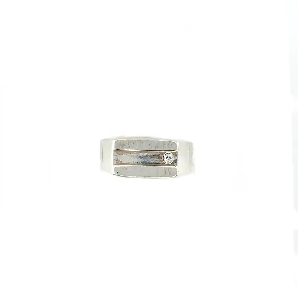 Ring zilver smalle zegel met zirkonia-1