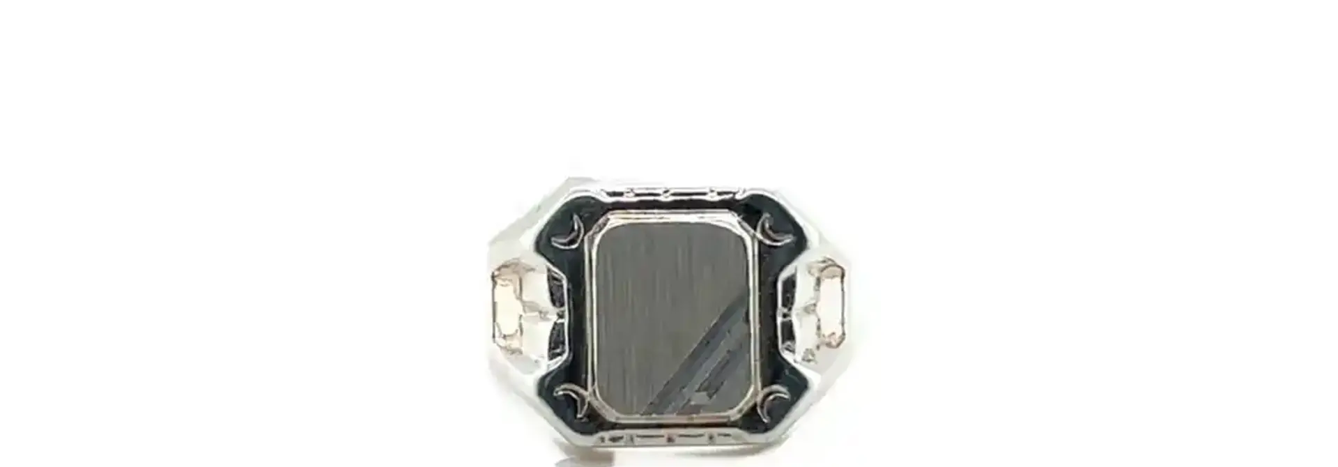 Ring zilver zegel met lijnen en bewerking