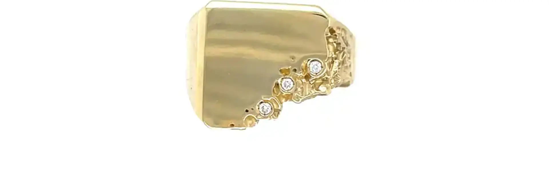 Zegelring met robuuste afwerking en 3 diamanten