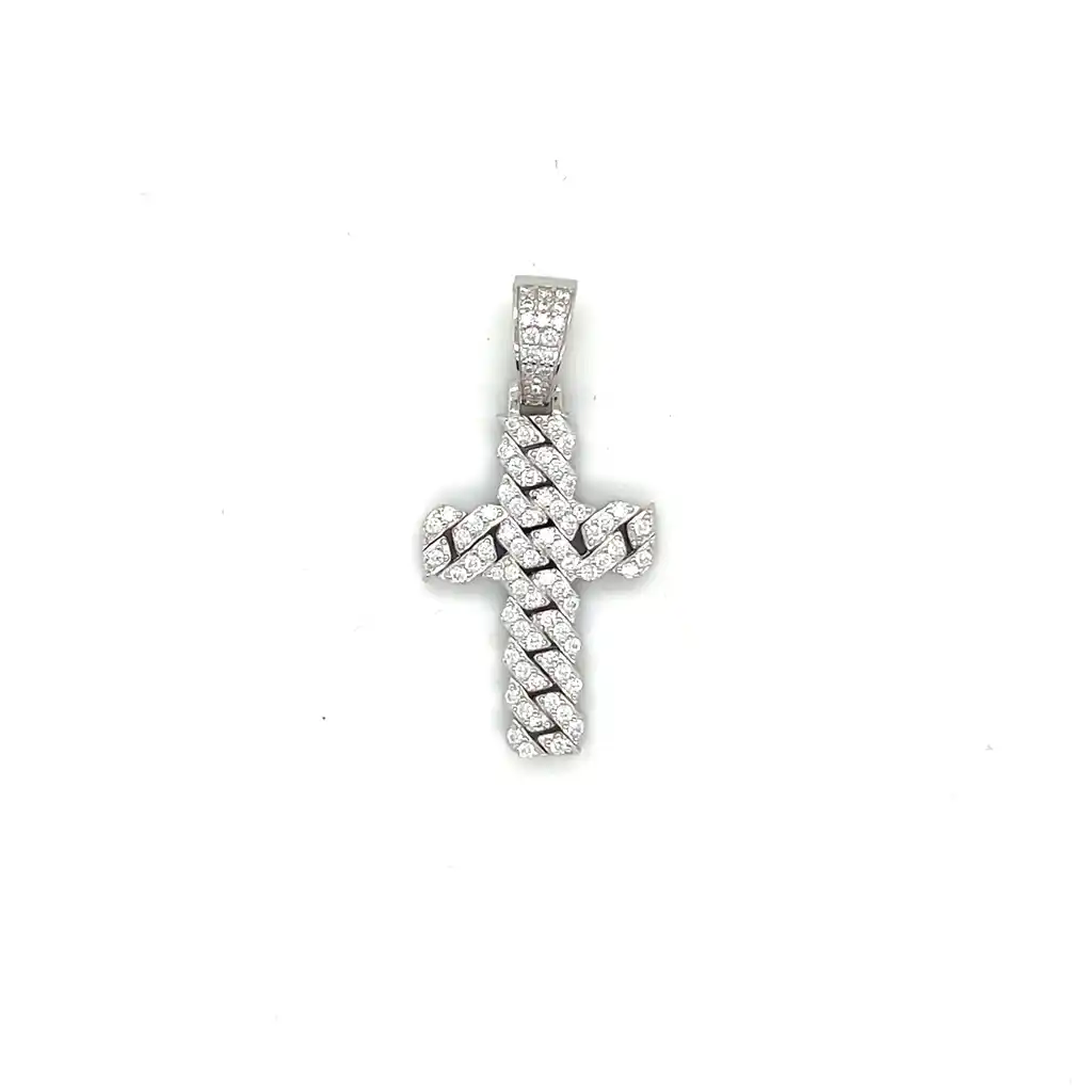 Hanger kruis gevlochten bezet met zirkonia's-1