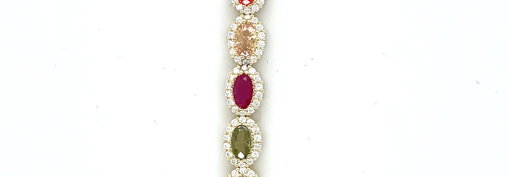 Armband ovale gekleurde zirkonia's met omlijsting, grootte aflopend