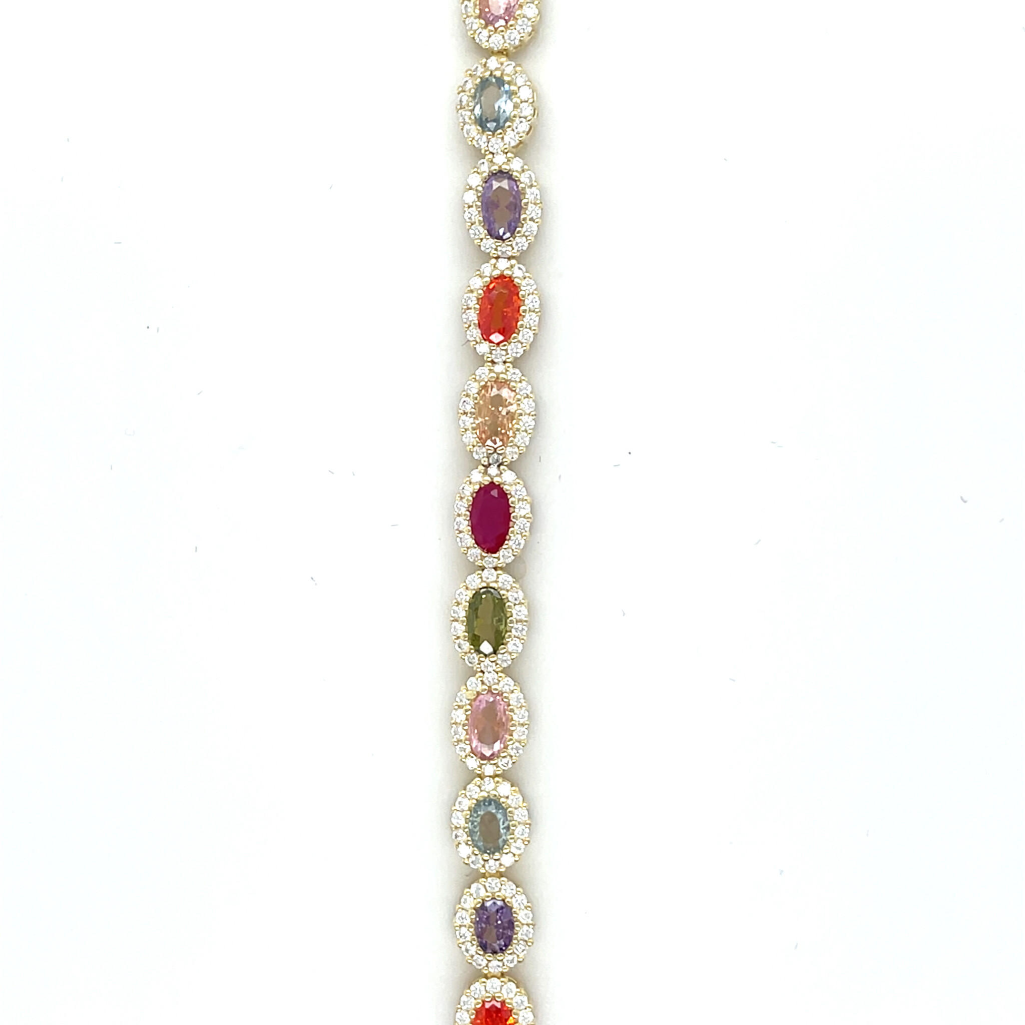 Armband ovale gekleurde zirkonia's met omlijsting, grootte aflopend-1