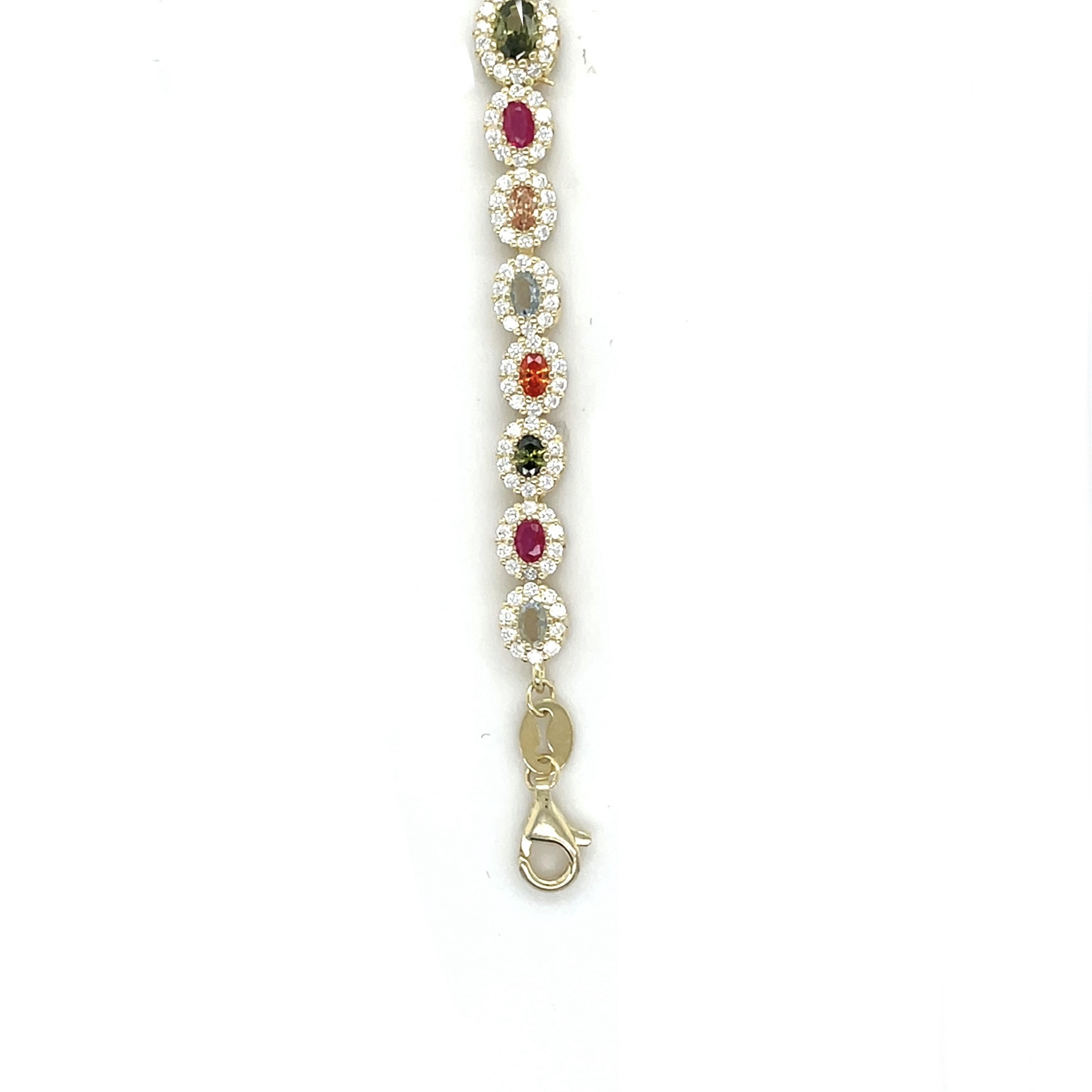 Armband ovale gekleurde zirkonia's met omlijsting, grootte aflopend-2