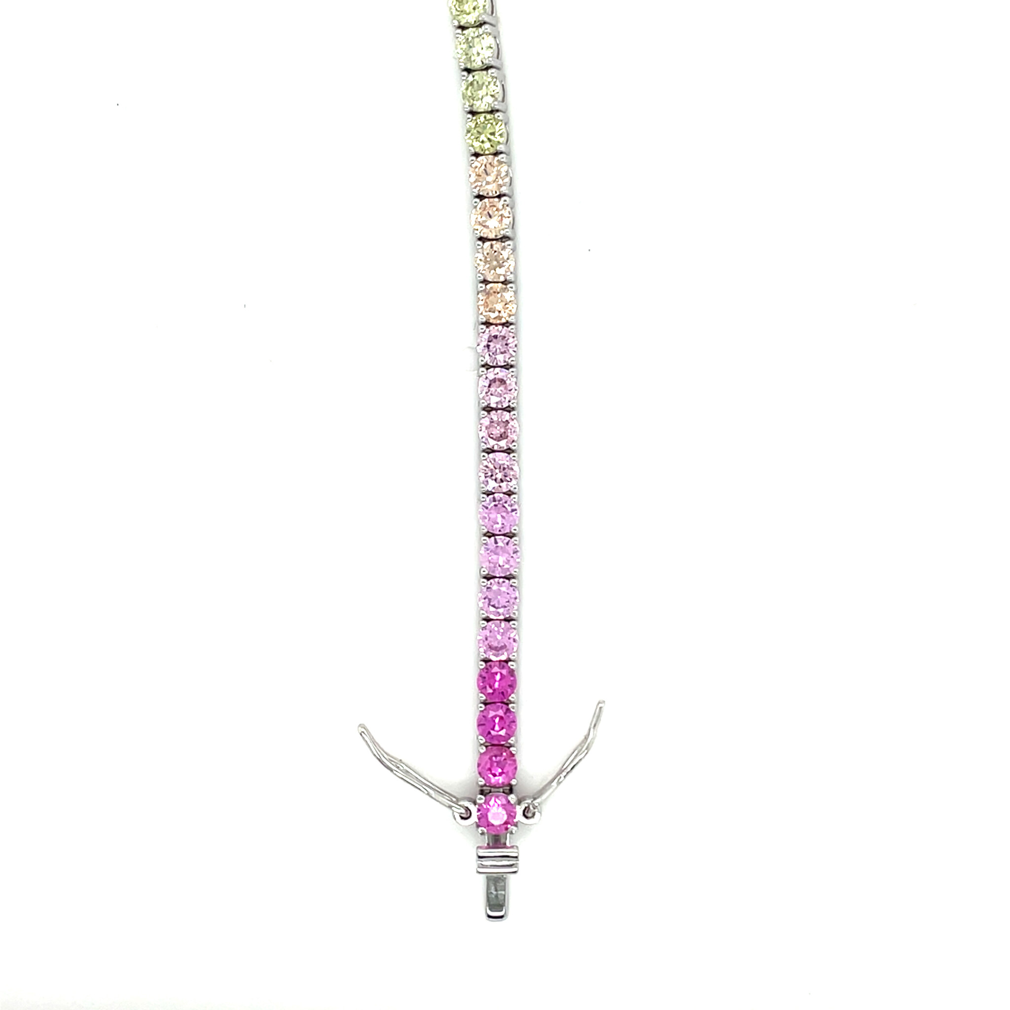 Armband zilver tennisschakel gekleurde zirkonia's-3