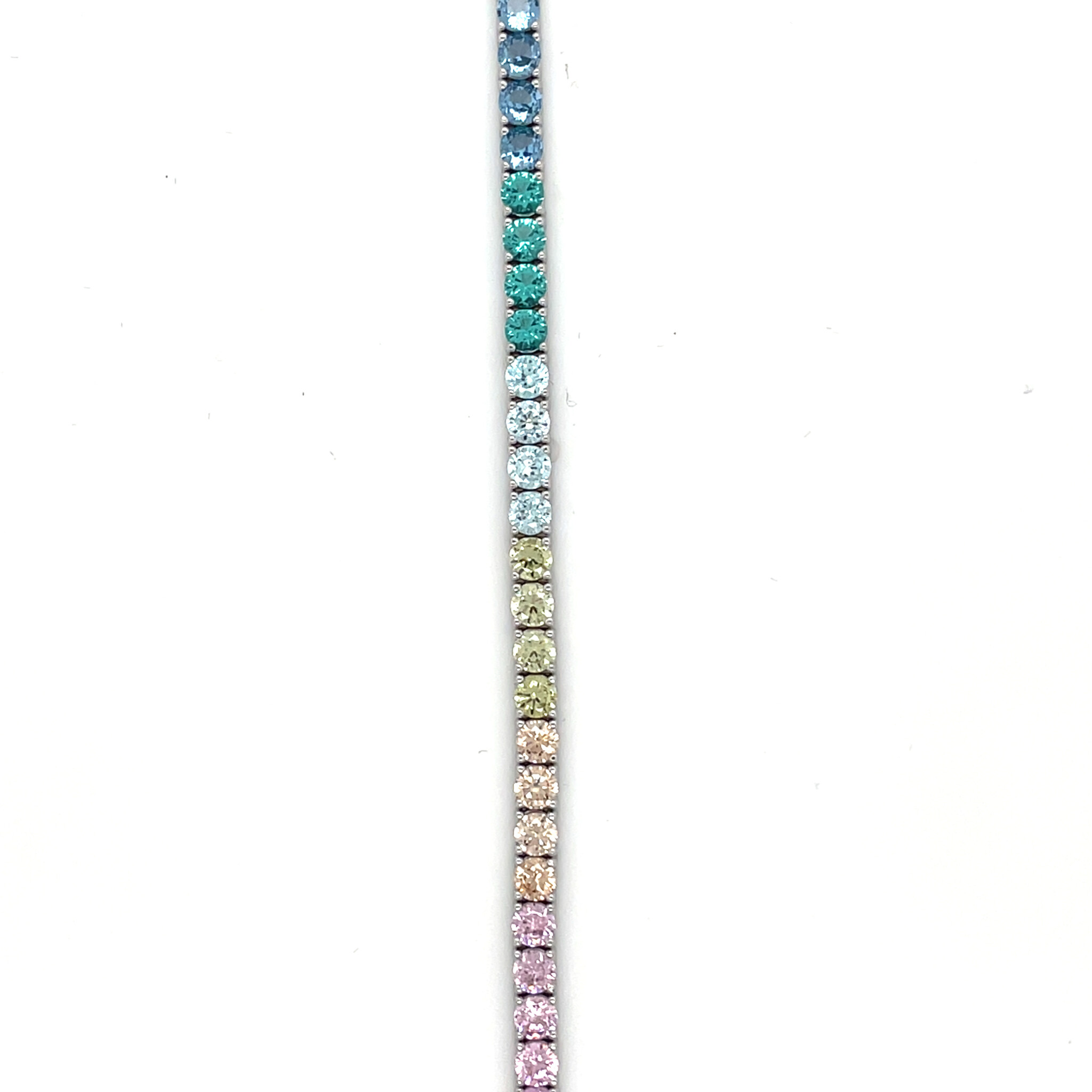 Armband zilver tennisschakel gekleurde zirkonia's-1