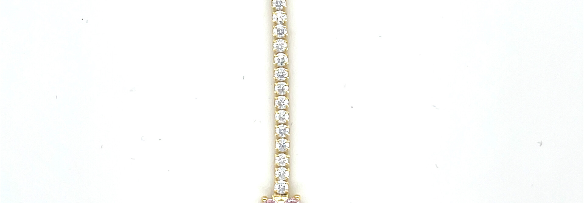 Armband tennisschakel met roze of blauwe bloementjes met zirkonia's