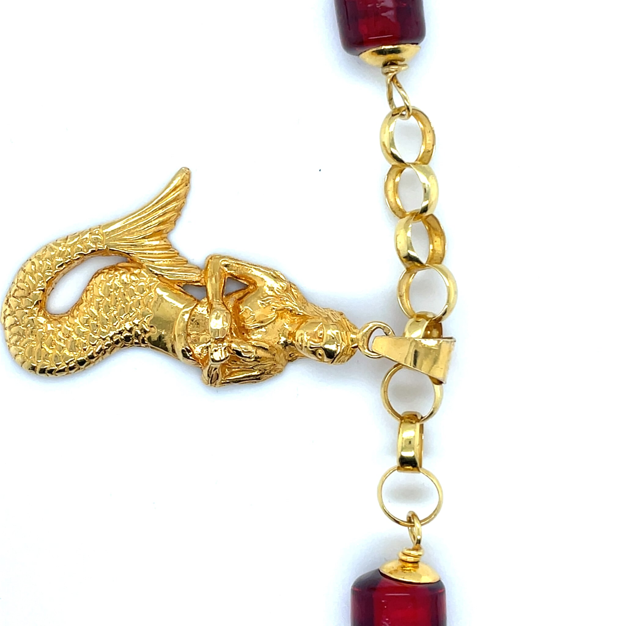 Ketting boto keti met rode stenen en zeemeermin-1
