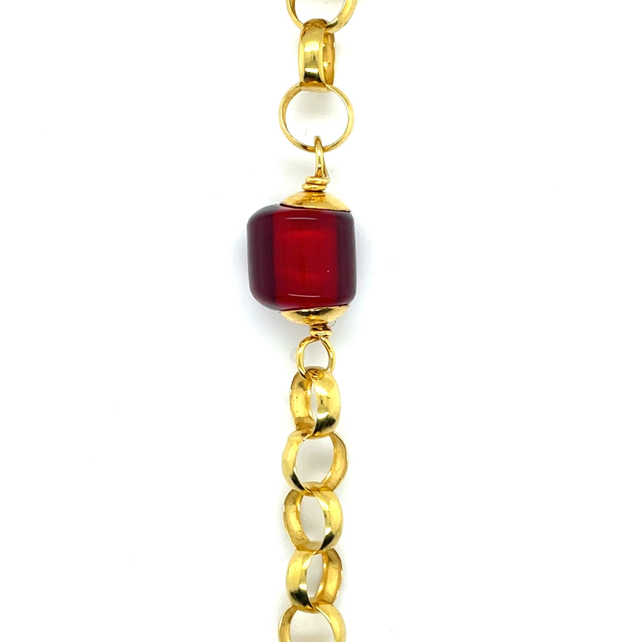 Ketting boto keti met rode stenen en zeemeermin-2